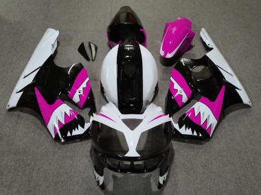 Meilleurs Carénages Moto Kawasaki ZX12R 2002-2006 - Rose Noir Blanc Requin