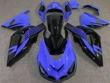 Meilleurs Carénages Moto Kawasaki ZX14R 2006-2011 - Bleu Noir Brillant