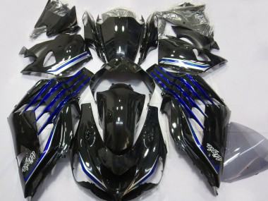 Meilleurs Carénages Moto Kawasaki ZX14R 2012-2024 - Noir Brillant Bleu