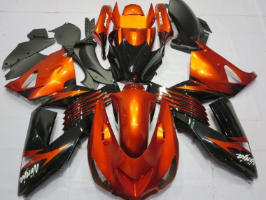 Meilleurs Carénages Moto Kawasaki ZX14R 2006-2011 - Orange Noir Brillant
