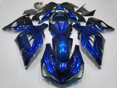 Meilleurs Carénages Moto Kawasaki ZX14R 2012-2024 - Bleu Noir Brillant