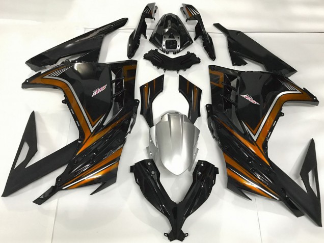Carénages Moto Kawasaki Ninja 300 2013-2017 - Noir Brillant Orange