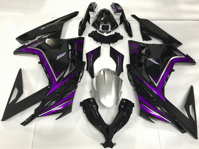 Carénages Moto Kawasaki Ninja 300 2013-2017 - Noir Brillant Violet
