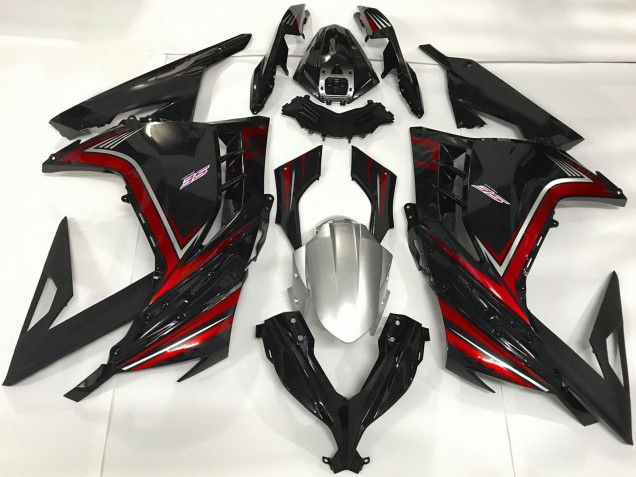 Carénages Moto Kawasaki Ninja 300 2013-2017 - Noir Brillant Rouge