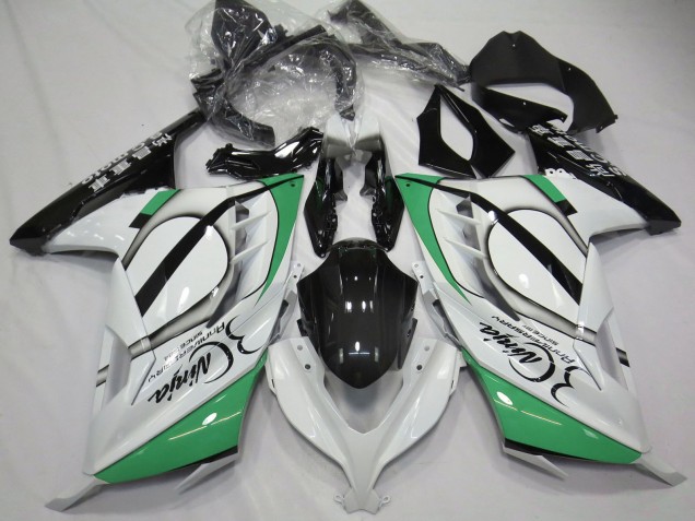 Carénages Moto Kawasaki Ninja 300 2013-2017 - Blanc Brillant Vert Noir