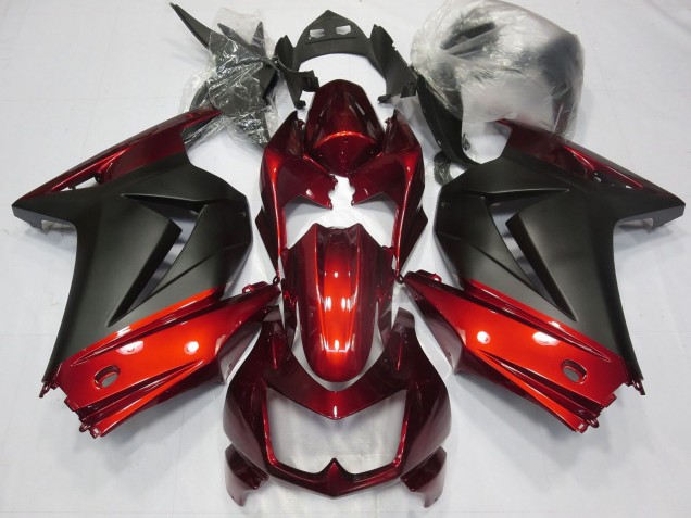 Carénages Moto Kawasaki Ninja 250 2008-2012 - Rouge Noir Mat
