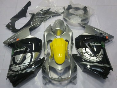 Meilleurs Carénages Moto Kawasaki Ninja 250 2008-2012 - Argent Jaune Noir Brillant