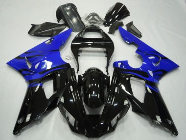 Meilleurs Carénages Moto Yamaha R1 2000-2001 - Bleu Noir Brillant Flamme