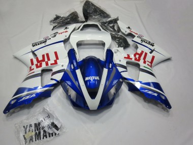 Meilleurs Carénages Moto Yamaha R1 2000-2001 - Blanc Bleu Rouge Fiat Motul