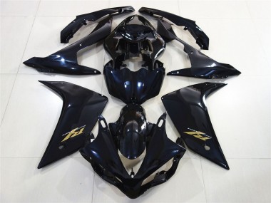 Meilleurs Carénages Moto Yamaha R1 2007-2008 - Noir Brillant Bleu Foncé Or Décalque