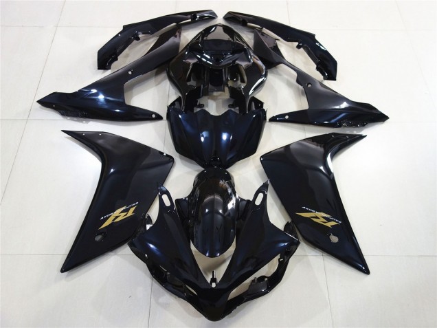Carénages Moto Yamaha R1 2007-2008 - Noir Brillant Bleu Foncé Or Décalque