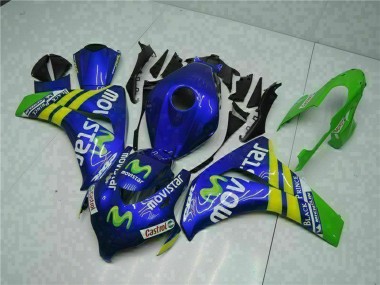 Meilleurs Carénages Moto Honda CBR1000RR 2008-2011 - Bleu Jaune Vert MoviStar Castrol