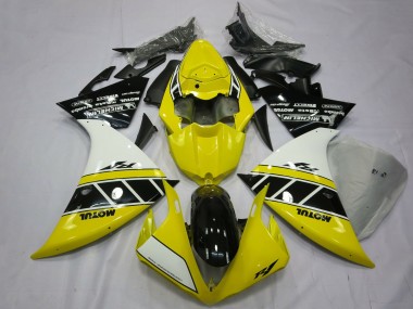 Meilleurs Carénages Moto Yamaha R1 2012-2014 - Blanc Jaune Noir Brillant