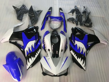 Meilleurs Carénages Moto Yamaha R3 2015-2018 - Blanc Bleu Noir Brillant Requin