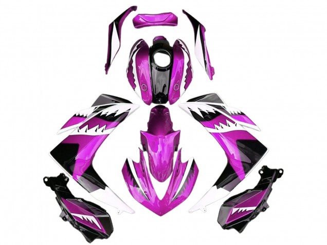 Carénages Moto Yamaha R3 2015-2018 - Rose Blanc Noir Brillant Requin