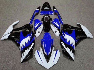 Meilleurs Carénages Moto Yamaha R3 2015-2018 - Blanc Bleu Noir Requin
