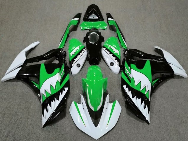Carénages Moto Yamaha R3 2015-2018 - Blanc Vert Noir Requin
