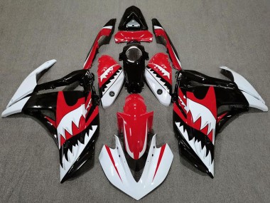 Meilleurs Carénages Moto Yamaha R3 2015-2018 - Blanc Rouge Noir Requin