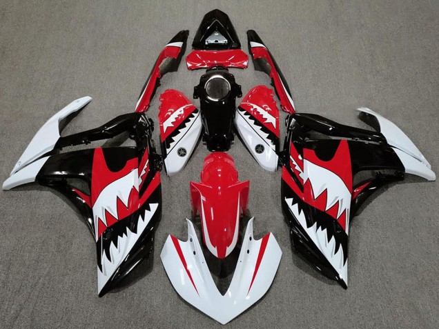 Carénages Moto Yamaha R3 2015-2018 - Blanc Rouge Noir Requin