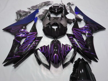 Meilleurs Carénages Moto Yamaha R6 2008-2016 - Bleu Noir Brillant Violet Flamme