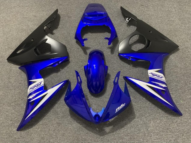 Carénage Moto Yamaha R6 2003-2004 - Bleu Blanc Noir Mat