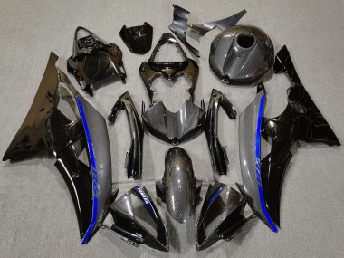 Meilleurs Carénages Moto Yamaha R6 2008-2016 - Noir Brillant Fibre de Carbone Style Bleu