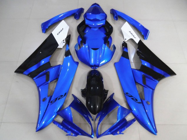 Carénages Moto Yamaha R6 2006-2007 - Blanc Bleu Noir Brillant