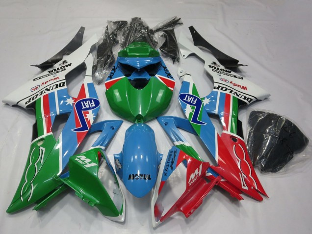 Carénages Moto Yamaha R6 2008-2016 - Blanc Bleu Clair Vert Rouge Fiat Dunlop Michelin Motul