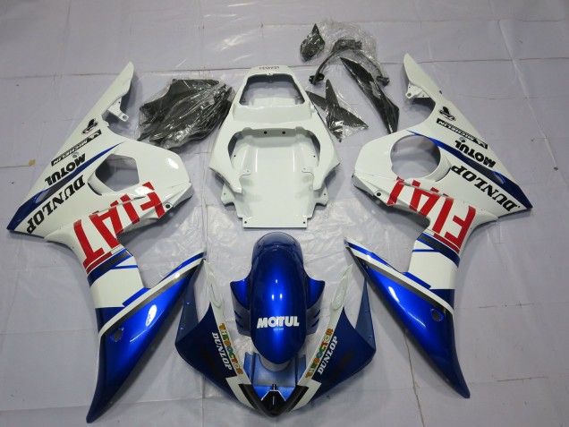 Carénages Moto Yamaha R6 2003-2004 - Blanc Bleu Rouge Fiat Motul Dunlop