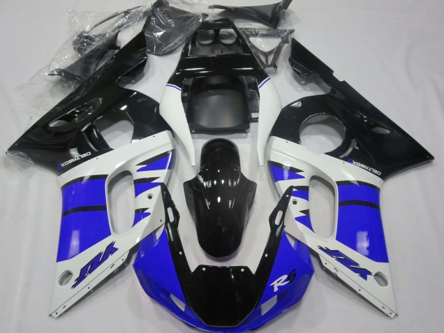 Carénages Moto Yamaha R6 1998-2002 - Blanc Bleu Noir Brillant