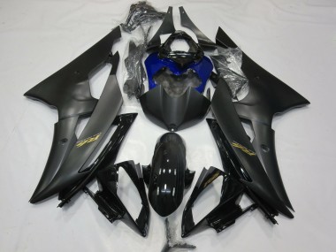 Meilleurs Carénages Moto Yamaha R6 2008-2016 - Noir Brillant Noir Mat Bleu Or Décalque