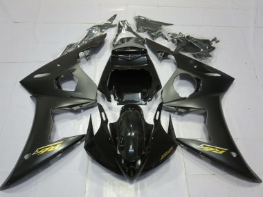 Meilleurs Carénages Moto Yamaha R6 2003-2004 - Noir Brillant Noir Mat Or Décalque