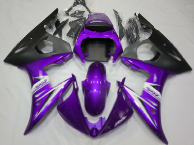 Carénages Moto Yamaha R6 2003-2004 - Violet Blanc Noir Mat