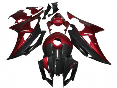 Meilleurs Carénages Moto Yamaha R6 2008-2016 - Rouge Noir Fibre de Carbone Style