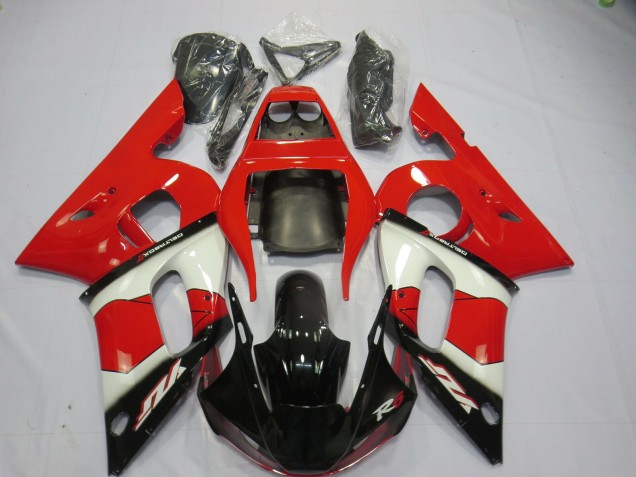 Carénages Moto Yamaha R6 1998-2002 - Rouge Blanc Noir Brillant
