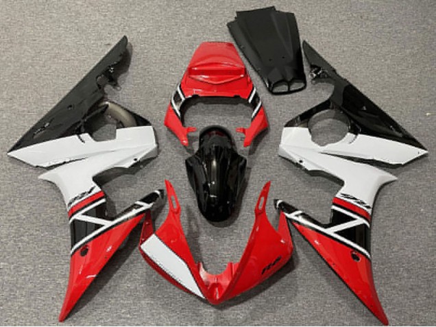 Carénages Moto Yamaha R6 2003-2004 - Rouge Blanc Noir Brillant