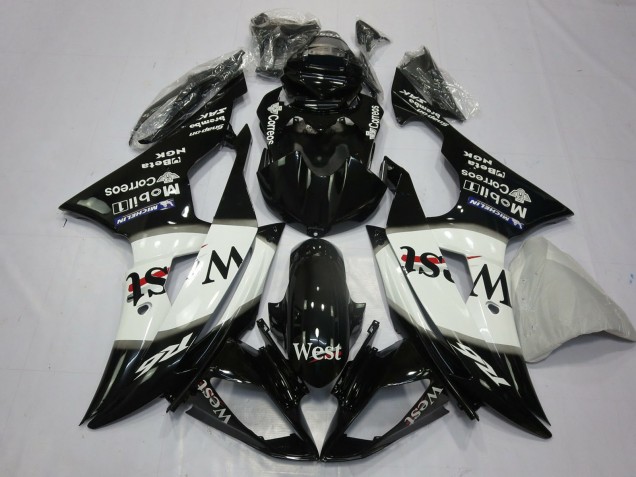 Carénages Moto Yamaha R6 2008-2016 - Noir Brillant Blanc West Michelin
