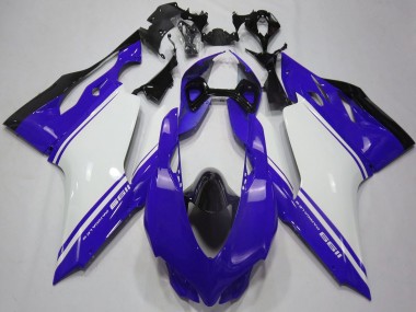 Meilleurs Carénages Moto Ducati 1199 2011-2014 - Bleu Brillant Blanc Noir