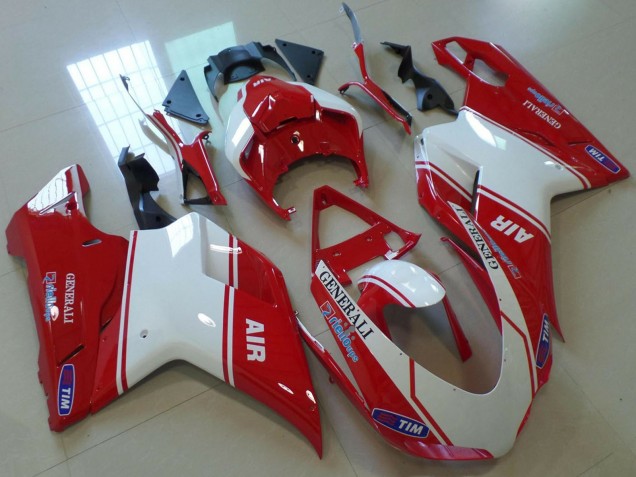 Carénages Moto Ducati 848 1098 1198 2007-2014 - Rouge Blanc Air Generali Tim