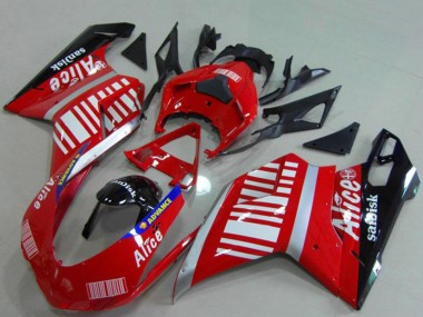 Meilleurs Carénages Moto Ducati 848 1098 1198 2007-2014 - Argent Rouge Noir Brillant Alice Sandisk