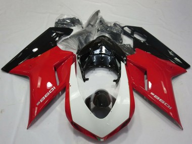 Meilleurs Carénages Moto Ducati 1098 2007-2014 - Rouge Blanc Noir Brillant