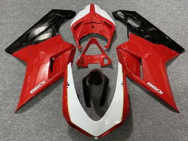 Meilleurs Carénages Moto Ducati 1098 2007-2014 - Blanc Rouge Noir
