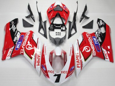 Meilleurs Carénages Moto Ducati 848 1098 1198 2007-2014 - Blanc Rouge Bleu Noir Brillant Ficc Fiamm 7
