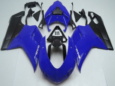 Meilleurs Carénages Moto Ducati 848 2007-2014 - Bleu Noir Mat