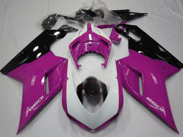 Carénages Moto Ducati 1098 2007-2014 - Rose Blanc Noir Brillant