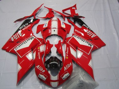 Meilleurs Carénages Moto Ducati 848 1098 1198 2007-2014 - Blanc Rouge Noir Brillant Marlboro Alice