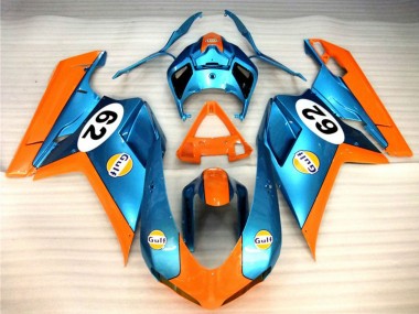 Meilleurs Carénages Moto Ducati 848 1098 1198 2007-2014 - Orange Bleu Gulf 62