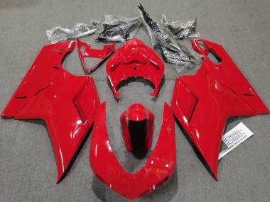 Meilleurs Carénages Moto Ducati 848 1098 1198 2007-2014 - Rouge Brillant Plaine