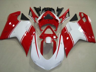 Meilleurs Carénages Moto Ducati 848 1098 1198 2007-2014 - Blanc Rouge