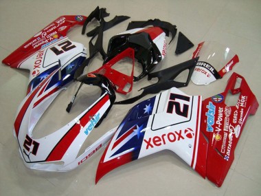 Meilleurs Carénages Moto Ducati 1098 2007-2014 - Blanc Rouge Noir Bleu Star Xerox 21